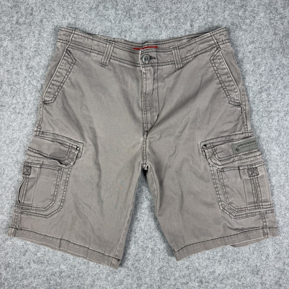 Unionbay Men's Cargo Shorts Size 32 Gray Cotton Blend Casual Hiking Outdoors